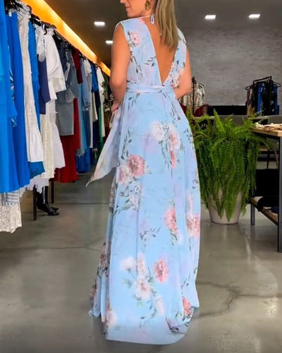 Juli - Vestido elegante sin mangas con escote en V y estampado floral