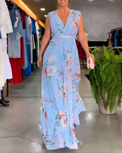 Juli - Vestido elegante sin mangas con escote en V y estampado floral